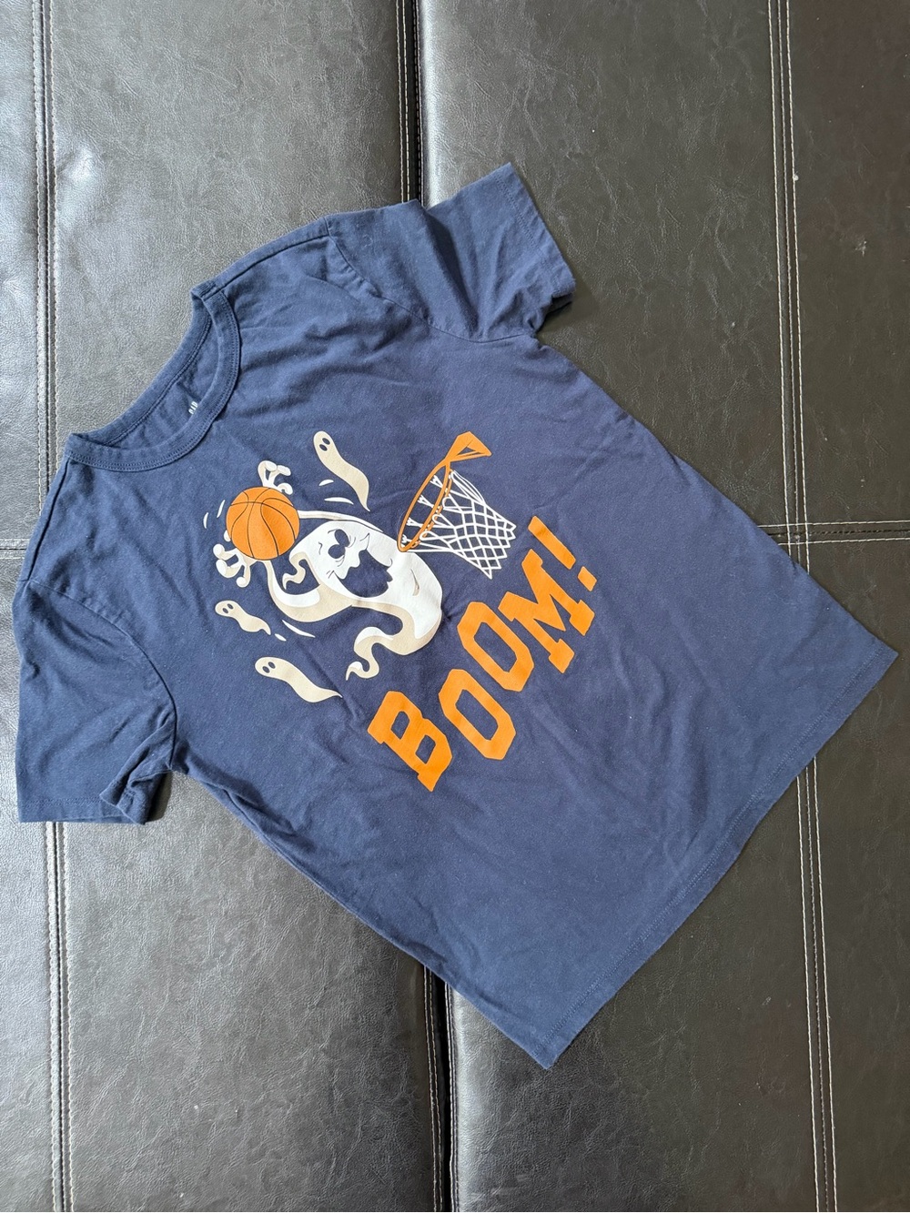 GAP - Girl’s Navy Blue Tee with White Ghost and Orange Basketball Graphic